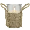 Candle Holders-Kirkland's Home Wrapped Rope Hurricane, 6 In. Brown/Clear
