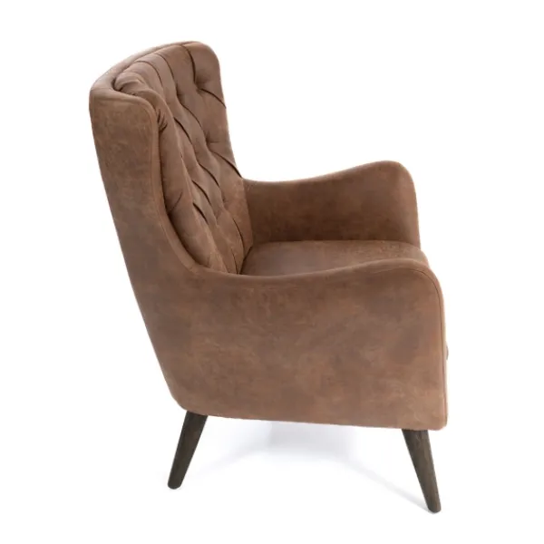 Accent Chairs-Kirkland's Home Wyatt Chester Faux Leather Accent Chair Brown