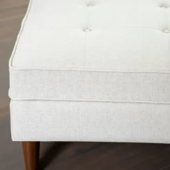 Benches & Ottomans-Kirkland's Home Wyatt Ecru Woven Ottoman Ivory