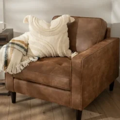 Accent Chairs-Kirkland's Home Wyatt Faux Leather Armchair Brown