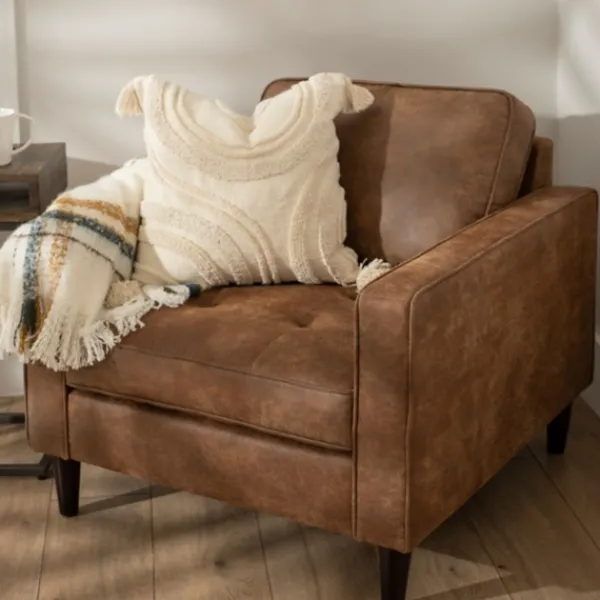 Accent Chairs-Kirkland's Home Wyatt Faux Leather Armchair Brown