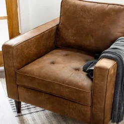 Accent Chairs-Kirkland's Home Wyatt Faux Leather Armchair Brown