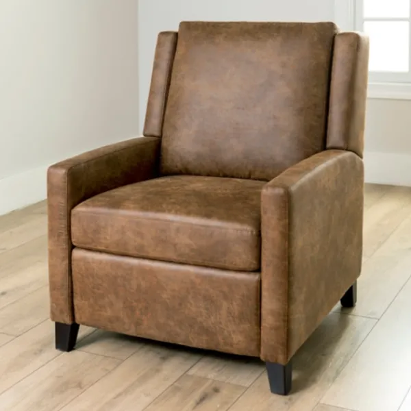 Accent Chairs-Kirkland's Home Wyatt Faux Leather Recliner Brown