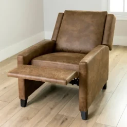 Accent Chairs-Kirkland's Home Wyatt Faux Leather Recliner Brown