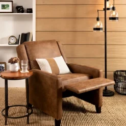 Accent Chairs-Kirkland's Home Wyatt Faux Leather Recliner Brown