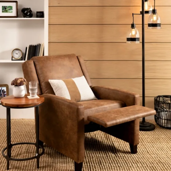Accent Chairs-Kirkland's Home Wyatt Faux Leather Recliner Brown