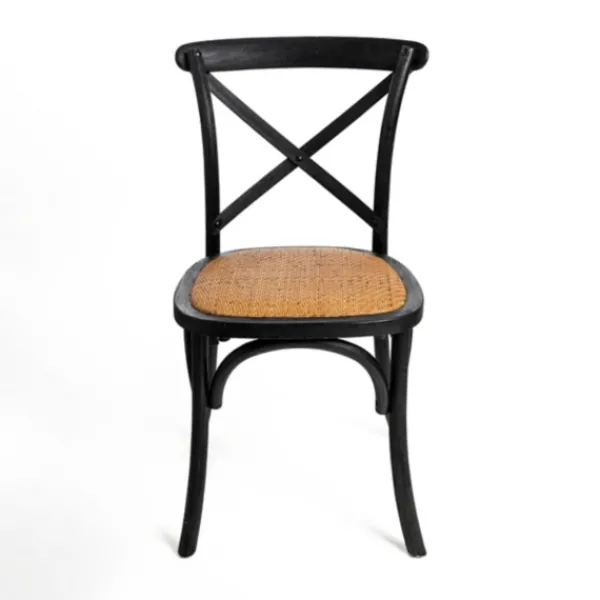 Dining Chairs-Kirkland's Home X Frame Cane Seat Dining Chair Black