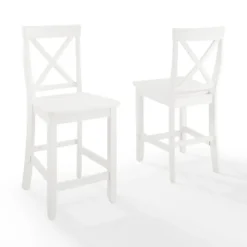 Bar Stools & Counter Height Stools-Kirkland's Home X-Back Farmhouse Counter Stools, Set Of 2 White