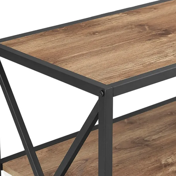 Office Furniture-Kirkland's Home X-Frame 3-Tier Barnwood Bookshelf