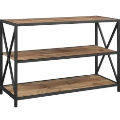 Office Furniture-Kirkland's Home X-Frame 3-Tier Barnwood Bookshelf