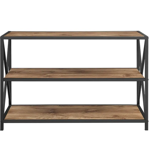 Office Furniture-Kirkland's Home X-Frame 3-Tier Barnwood Bookshelf