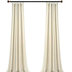 Curtains & Drapes-Kirkland's Home Yellow & Gray Farmhouse Curtain Panel Set, 95 In. Yellow/Gray