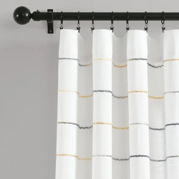 Curtains & Drapes-Kirkland's Home Yellow And Gray Stripe Curtain Panel Set, 95 In. White/Gray/Yellow