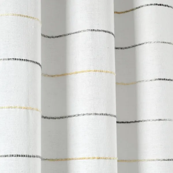 Curtains & Drapes-Kirkland's Home Yellow And Gray Stripe Curtain Panel Set, 95 In. White/Gray/Yellow