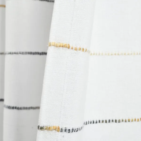 Curtains & Drapes-Kirkland's Home Yellow And Gray Stripe Curtain Panel Set, 95 In. White/Gray/Yellow