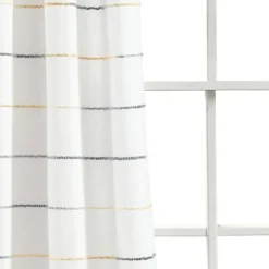 Curtains & Drapes-Kirkland's Home Yellow And Gray Stripe Curtain Panel Set, 84 In. White/Gray/Yellow
