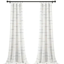 Curtains & Drapes-Kirkland's Home Yellow And Gray Stripe Curtain Panel Set, 84 In. White/Gray/Yellow