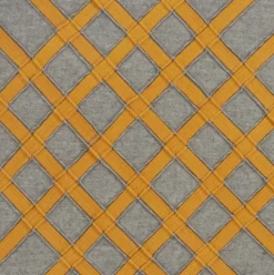 Pillows-Kirkland's Home Yellow Crosshatch Stitch Cotton Throw Pillow Yellow/Gray
