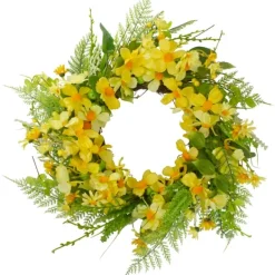 Wreaths-Kirkland's Home Yellow Daisy And Berry Wreath Yellow/Green