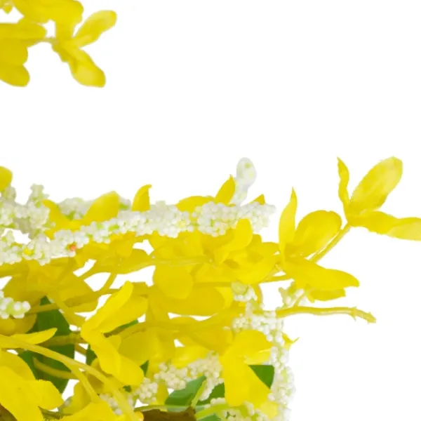 Wreaths-Kirkland's Home Yellow Jasmine Spiral Wreath Yellow/Green