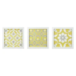 Framed Art-Kirkland's Home Yellow Tuscan Framed Wood Art Prints, Set Of 3 White/Yellow/Gray