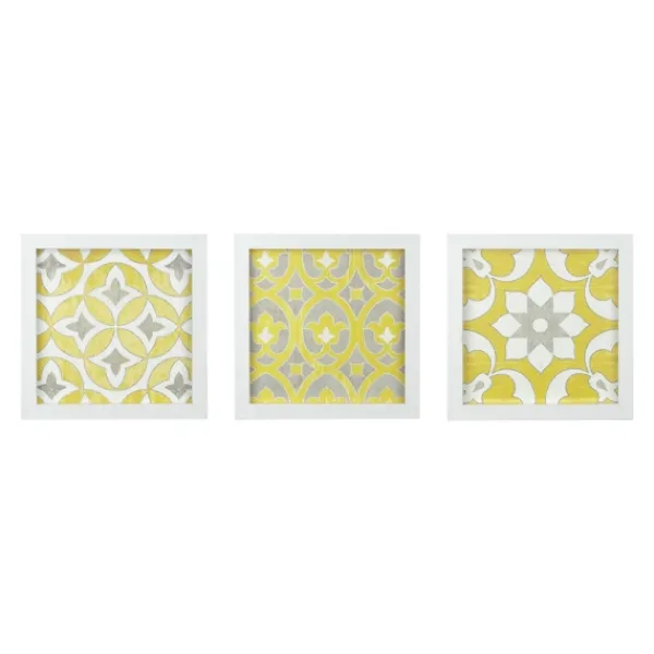 Framed Art-Kirkland's Home Yellow Tuscan Framed Wood Art Prints, Set Of 3 White/Yellow/Gray