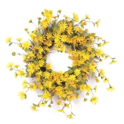 Wreaths-Kirkland's Home Yellow Wild Daisies Wreath Yellow/Green