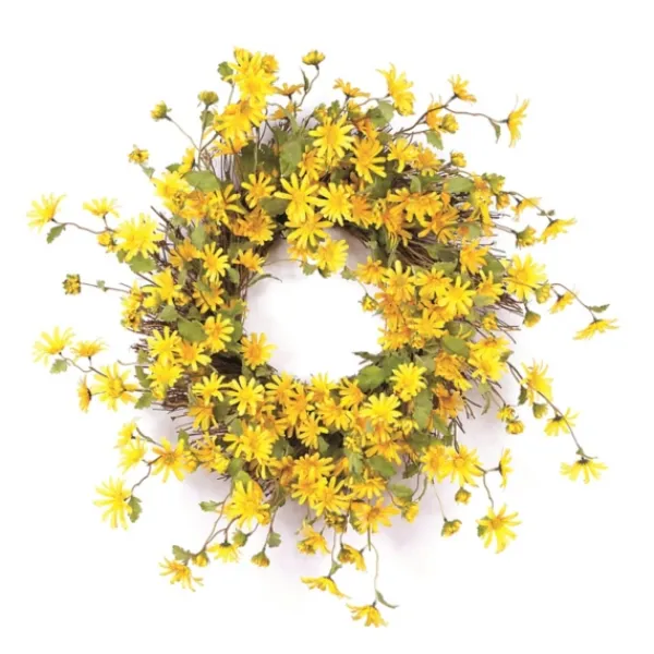 Wreaths-Kirkland's Home Yellow Wild Daisies Wreath Yellow/Green
