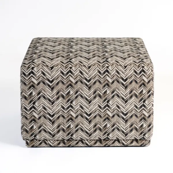 Benches & Ottomans-Kirkland's Home Zig Zag Upholstered Ottoman Gray/White/Black