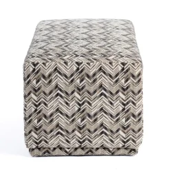 Benches & Ottomans-Kirkland's Home Zig Zag Upholstered Ottoman Gray/White/Black