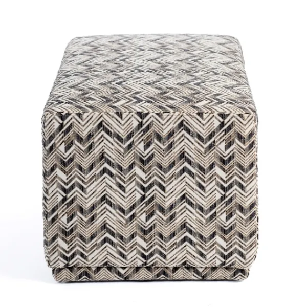 Benches & Ottomans-Kirkland's Home Zig Zag Upholstered Ottoman Gray/White/Black