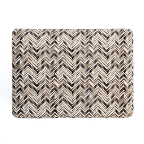Benches & Ottomans-Kirkland's Home Zig Zag Upholstered Ottoman Gray/White/Black