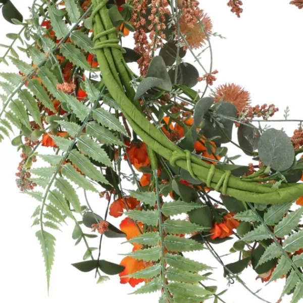 Wreaths-Kirkland's Home Zinnia And Berry Wreath Orange