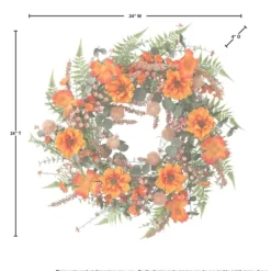 Wreaths-Kirkland's Home Zinnia And Berry Wreath Orange